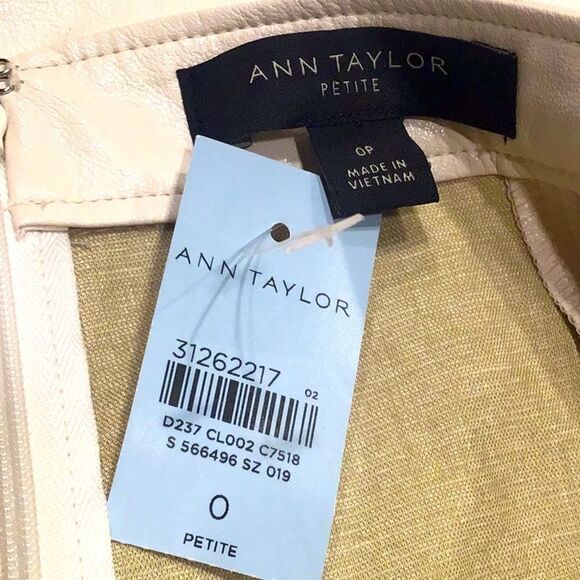 SOLD Ann Taylor White Faux Leather A Line Panel Stitch Midi Skirt NEW - Picture 10 of 15